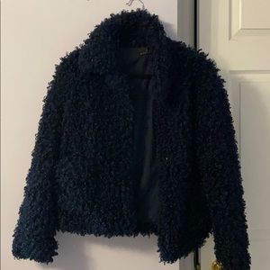 Zara Navy Blue Fluffy Size L Coat
